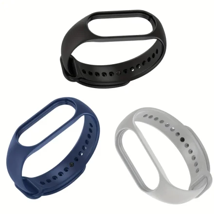 3 Compatible Silicone Straps for Xiaomi Bands 7, 6, and 5: Adjustable Fitness Tracker Bands for Smartwatches