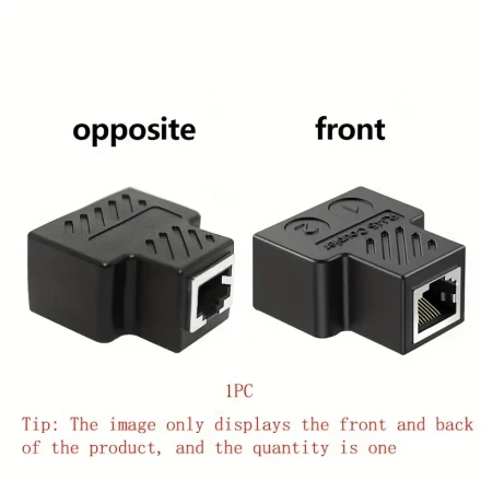 TISHRIC Gigabit Ethernet Splitter - 1 to 2 Port RJ45 Connector Adapter, Matte Finish, Female to Female