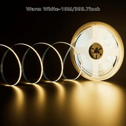 Ultra-Bright 10.0meter COB LED Strip Lights - Self-Adhesive, Cuttable, Dimmable in Warm/Cool/Natural White - Ideal for DIY Home Decor, Car Interiors & More