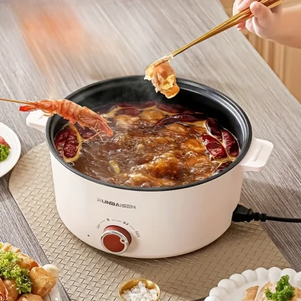 [Durable Build] Versatile 220V-240V Electric Cooking Pot with European Plug - Compact Multi-Use Kitchen Hot Pot for Noodles, Frying & Boiling - Ideal for Home, Dorms, Noodle Cooker