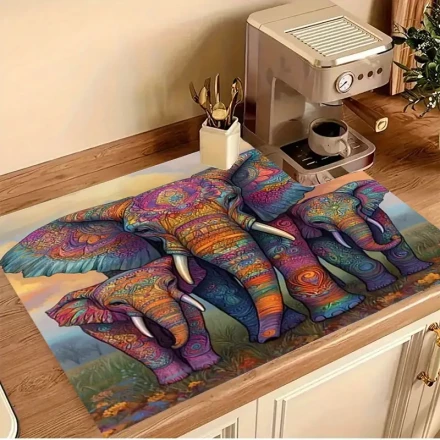 A Colorful Elephant Gas Stove Protector - Heat-Resistant And Scratch-Proof, Featuring a Vibrant Elephant Design That Is Easy to Clean, Adding a Touch of Exotic Charm And Color to Your Kitchen.