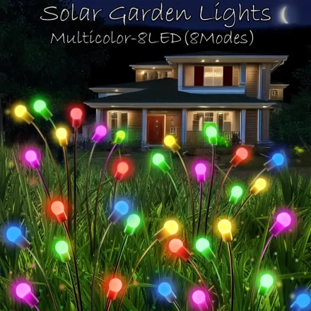 Solar Firefly Garden Lights - 8 Modes, Wind-Swaying, Outdoor Solar Lights for Yard, Patio, Pathway - Ideal for Christmas and Energy-Efficient Decor, Outdoor Lighting|Firefly Effect Lights|Energyefficient Lighting