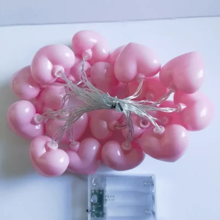 10/20 LED Battery-Powered Pink Heart String Lights, Ideal for Valentine'S Day, Birthday, Confession, Proposal, Room and Wall Decor - 36V and Below
