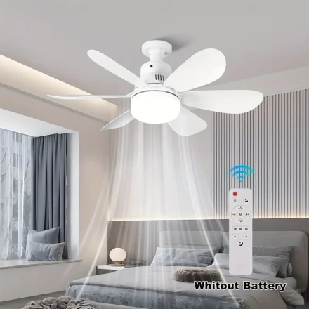 1pc LED Ceiling Fan Light, with Light and Remote Control, 6 Blades Socket Fan, Compatible with E26/E27 Socket, Adjustable Light and Wind Speed, Suitable for Living Room, Bedroom, Kitchen and Restaurant - Smart Home Lighting White