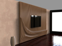 Parametric wooden wall decor for a TV