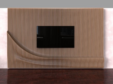 Parametric wooden wall decor for a TV