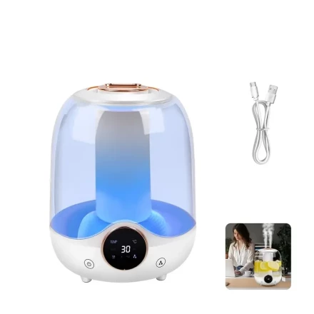 3L Ultrasonic Humidifier with Essential Oil Diffuser, High Output Cool Mist for Full House Moisture, Removable Top Watering, 3 Mist Levels, Colorful Night Light, Auto Shut-Off, Easy Clean, USB Powered, for Beauty Salon, SPA, Yoga Studio, Bedroom, Living R