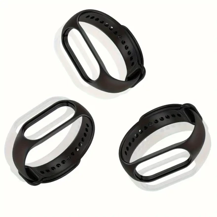 3-Pack Silicone Replacement Bands Compatible with Xiaomi Mi Band 7/6/5 - Adjustable Fitness Tracker Wristbands for Sports Activity - Durable, Comfortable Wear, No Battery
