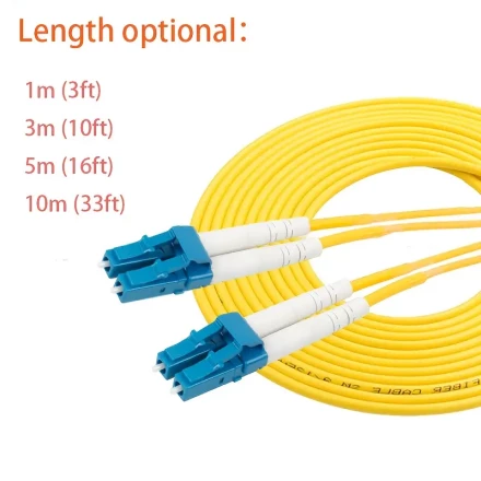 Fiber Optic Patch Cord, LC UPC to LC UPC, Duplex, 2 Fibers, Single Mode (OS2), 1m(3ft), 3m(10ft), 5m(16ft), 10m(33ft)