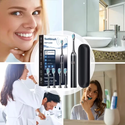 Adult Sonic Electric Toothbrush, Sonic Electric Toothbrush with 6 Modes, USB Rechargeable Travel Sonic Electric Toothbrush Set