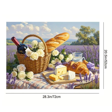 1pc Lavender Countryside Picnic Anti-Slip Stove Cover, 71.88x52.07cm, Heat & Scratch Resistant Synthetic Material - Ideal for Flat Top Ovens, Washing Machines, Dryers | Charming Kitchen Decor Mat with Roof Protection, Scratchresistant Cover | Picnic Scene