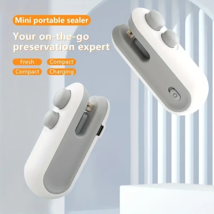 1pcs USB Rechargeable Mini Bag Sealer and Cutter - 2-in-1 Portable Heat Sealer with 400mAh Lithium Polymer Battery for Food Preservation, Snack & Plastic Bag Sealing, Under 36V Power