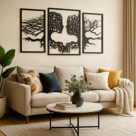 3 pieces Wall Art with Faces