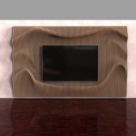 Wavy decorated wall for a TV