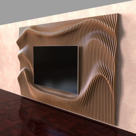 Wavy decorated wall for a TV