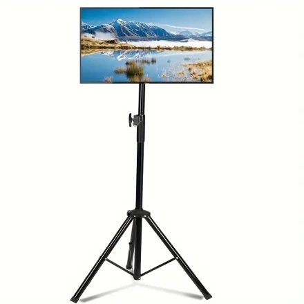 Adjustable LCD TV Stand - Portable & Foldable Tripod Mount for 35.56-106.68cm LED Flat Panel, Holds Up to 19.96KG, VESA Compatible