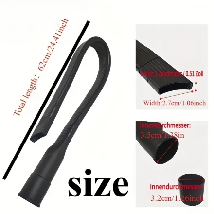 1pc FlexiClean Vacuum Cleaner Hose with Crevice Tool and Flat Suction Head - Durable Plastic, Long-Reach Attachment, No Battery Needed