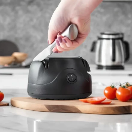 WANT 3-in-1 Electric Knife Sharpener, ABS Material, 220-240V Power Supply, Type C Plug, Retractable Cord, for Kitchen, Sport Knives, Scissors, Screwdrivers, No Battery Required