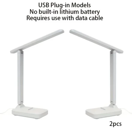 Touch LED Desk Lamp, USB powered, Portable reading Light for Home Office - White
