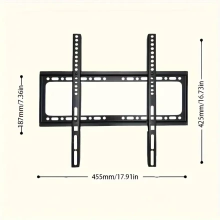 Iron Fixed TV Wall Mount Bracket for 26-65 Inch Screens, Ultra-Thin VESA 400x400mm Compatible, Strong 24.95KG Weight Capacity, Easy Non-Electric Installation