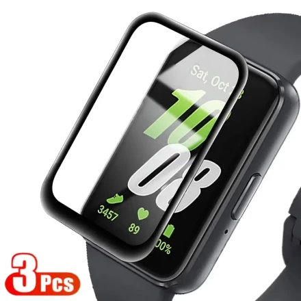 3pcs Tempered Glass Screen Protector for Samsung Galaxy Fit3, 6H Hardness, 3D Touch Compatible, Easy Install, No Battery Required, with Thermoplastic Polyurethane Film