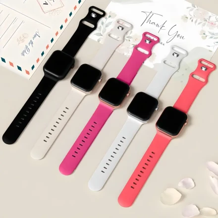 5pcs Soft Silicone Sport Bands for Apple Watch - Waterproof, Adjustable Straps for iWatch Series 9/Ultra/8/Se/7/6/5/4/3, Fits 38mm to 49mm - Perfect Gift for Men & Women