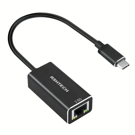 RSHTECH USB C to 2.5G Ethernet Adapter Aluminum RJ45 High Speed 2500Mbps Network Card Portable USB RJ45 LAN Adapter for Laptop PC
