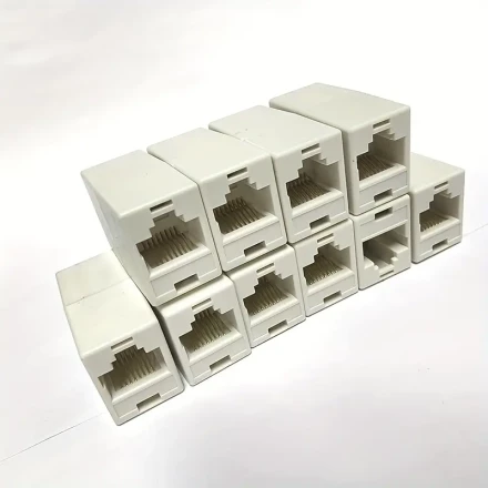 6/10pcs Premium Yellow Copper Plated RJ-45 Ethernet Coupler, Rectangular Category, No Power Required, Copper Contact Cat5/Cat6 Cable Joiner Adapter Without Battery