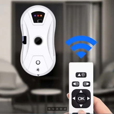 Smart Window Cleaning Robot HCR-11 with Remote Control,Power Operation, 220-240V with European Standard Plug, Under 200Ml Tank, Rechargeable Lithium Polymer Battery, 65Db Low Noise, 500Mah Battery Capacity