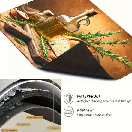 1pc, Rustic Garlic Rosemary Butter Bread Non-Slip Stove Cover, 71.88 x 52.07 cm, Heat-Resistant, Scratch-Resistant, for Electric Glass Stoves, Multi-Use Flat Top Oven Lid, Washer Dryer Mat, Home Kitchen Appliance Wall Party Decoration