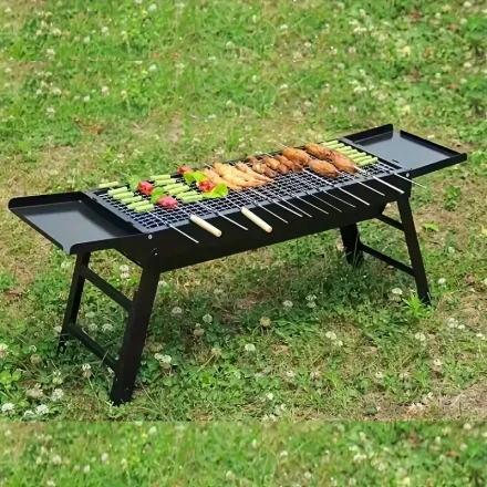 1pc Portable Folding BBQ Grill - Lightweight, Durable Iron Design for Outdoor Cooking, Camping, and Tailgating, Perfect for Grilling Meats, Veggies, and More