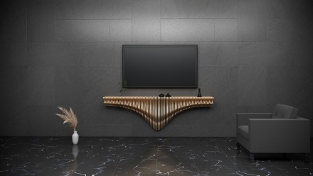Symmetrical shelf for a TV