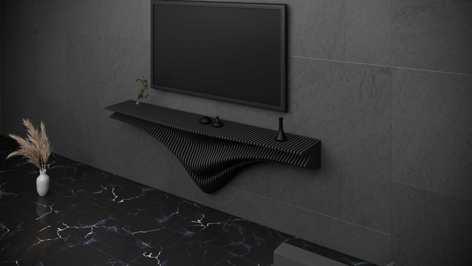 Symmetrical shelf for a TV
