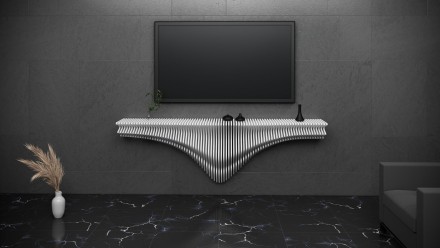 Symmetrical shelf for a TV