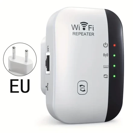 300Mbps Wireless Network Extender - a Device for Relaying Wireless Signals And Amplifying Coverage Throughout The Home - Easy to Install with a Compact Design.