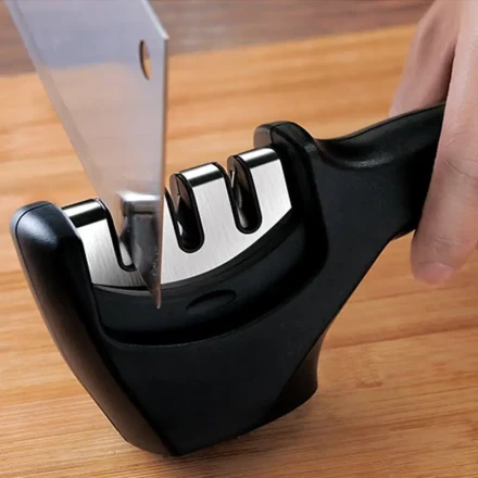 1pc Professional Multi-Function Knife Sharpener - Handheld, 3-Stage Quick Sharpening Tool for Ceramic & Steel Blades, Essential Kitchen Gadget, Ceramic Sharpening Stone