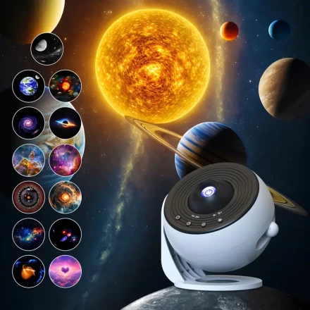 1pc Galaxy Projector PRO, HD Star Projector with 13 Film Discs, 360° Rotating, 1/2h Timer, 3-Button Control, USB Powered, for Bedroom Home Atmosphere Decor, Latest Model, Increased Projection Area 48%, Brighter & Clearer Projection, Ideal Valentine'S & Ea