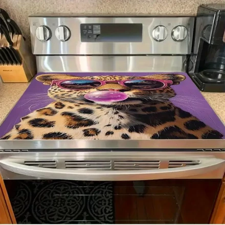 Stylish Leopard Print Gas Stove Protector - High Temperature Resistant, Scratch-Proof, Easy to Clean, Adds Wild Charm to Your Kitchen, Stove Top Protectors