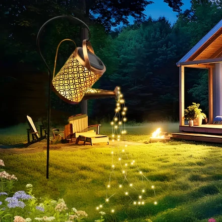 Solar Kettle Light, Christmas Decoration Light, Outdoor Lawn Light Shadow Ground Insert Light, Retro Iron Kettle, Easy to install with bracket hook, suitable for patio lawn garden passage and other lighting decorations