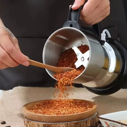 Compact Electric Grinder for Coffee, Spices & Grains - One-Touch Operation, Overheat Protection, Precision Grinding, Easy Storage Solution, 220V US Plug