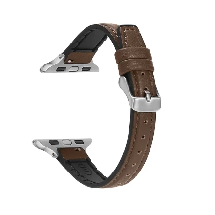 Stylish Brown & White Women's Silicone Strap for Apple Watch - Adjustable Smartwatch Band Compatible with Series 1-SE, Perforated Design for Breathability, Easy Fit Replacement Accessory, Apple Watch Accessories