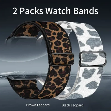 2pcs Sport Loop Band Compatible With IWatch Bands, Fadeless Printed Pattern Soft Stretchy Nylon Replacement Strap For IWatch