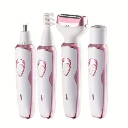4 in 1 Women'S Electric Hair Remover/Women'S Multi-Function Electric Hair Remover Set/Women'S Bikini Trimmer/Usb Rechargeable/Hair Remover for Pubic Hair, Eyebrows, Nose, Face, Legs, / Portable, Gentle, Women'S Gift, Mother'S Day Gift