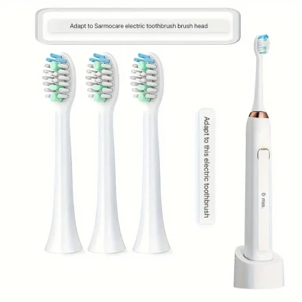 Universal Replacement Electric Toothbrush Heads for Sarmocare S100 S200 S600 S700 S800 S900 S710 S820 S910 Series - Soft Bristles for Deep Cleaning & Whitening - 4 Pack