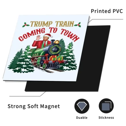 Festive, Trump Train Christmas Magnetic Dishwasher Cover Decal - Soft PVC, Fits Most Models, Farmhouse Kitchen Decor, 58.42x66.04 cm