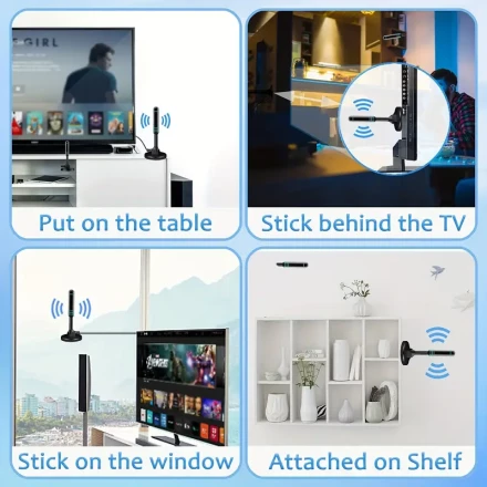 2024 Indoor HDTV Antenna - USB Powered, Supports 4K & 1080P, Free Local Channels, Ideal for Smart TVs
