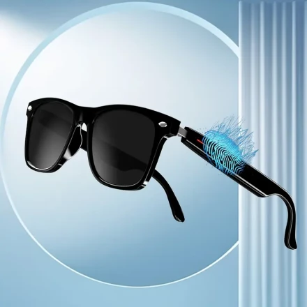 Smart Wireless Glasses with Built-in Microphone & Speaker, Rechargeable Lithium Polymer Battery, Non-Waterproof PC Material, USB/Battery Powered, ≤36V, for Music Playback, Call Answering & Rejecting, AI Voice Assistance, Ideal for Indoor & Outdoor Use, Pe