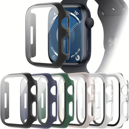 6pcs Ultra-Thin Tempered Glass Screen Protector Case for Apple Watch Series 38/40/41/42/44/45/46/49mm - Scratch-Resistant, Waterproof, Lightweight, Compatible with Ultra/SE/10/9/8/7/6/5/4/3/2/1 - Stylish Multi-Color Smartwatch Accessories