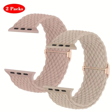 2 Packs Stretchy Solo Loop Bands Compatible With IWatch Ultra Band 49mm 45mm 44mm 42mm 41mm 40mm 38mm Men Women, Soft Nylon Elastic Braided Strap For IWatch Ultra 2, Series 9/8/7/6/5/4/3/2/1 SE.