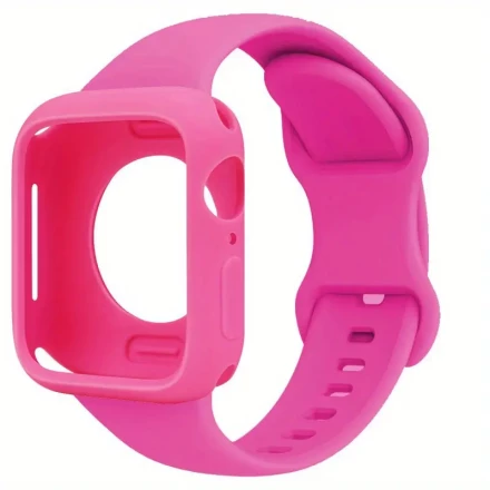 Soft Silicone Bands with Watch Case for iWatch bracelets 46mm 49mm 38mm 40mm 41mm 42mm 44mm 45mm Sport Strap Wristbands with Protective Cover NO SCREEN for iWatch Series 10/9/8/SE/7/6/5/4/3/2/1/Ultra/SE